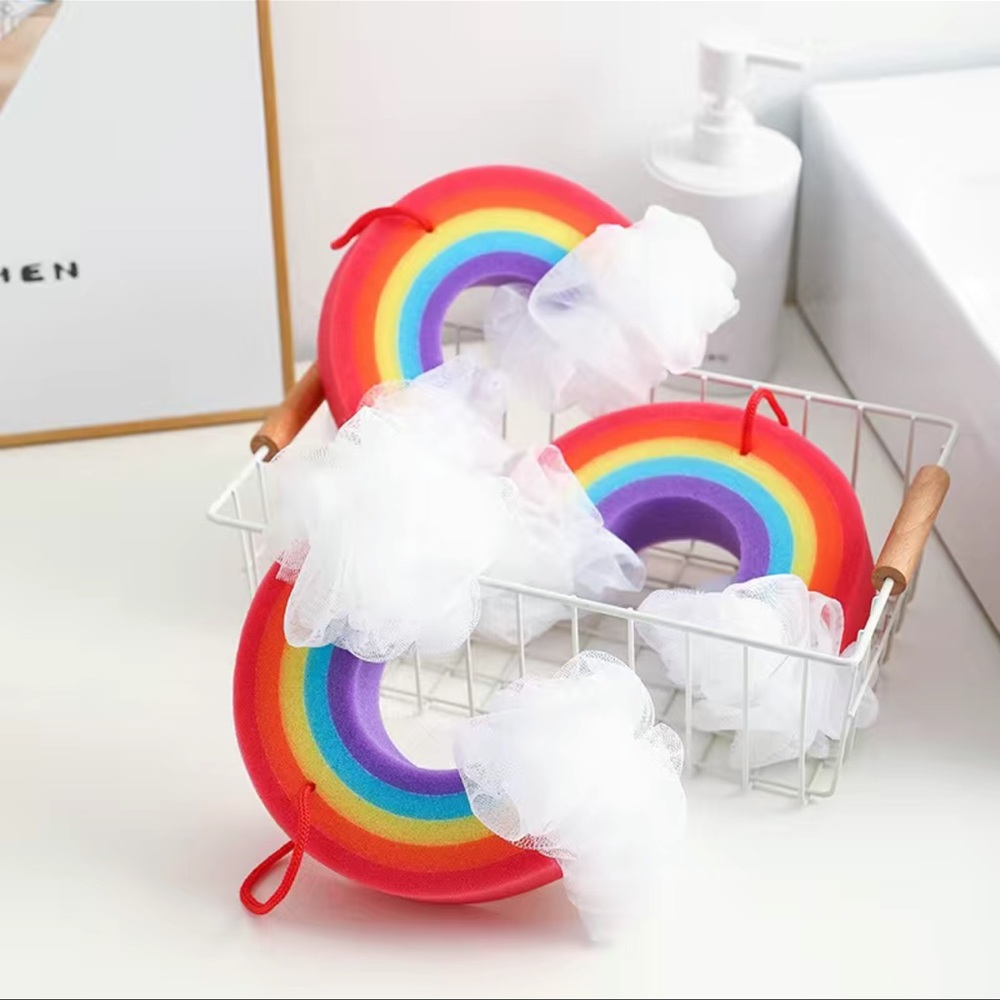 1Pc Rainbow Shaped Bath Loofah Foaming Bath Ball Shower Sponge
